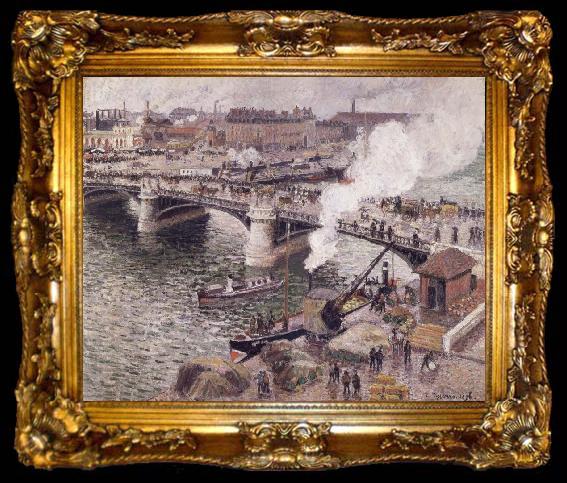 framed  Camille Pissarro Pont Boieldieu in Rouen,damp weather, ta009-2